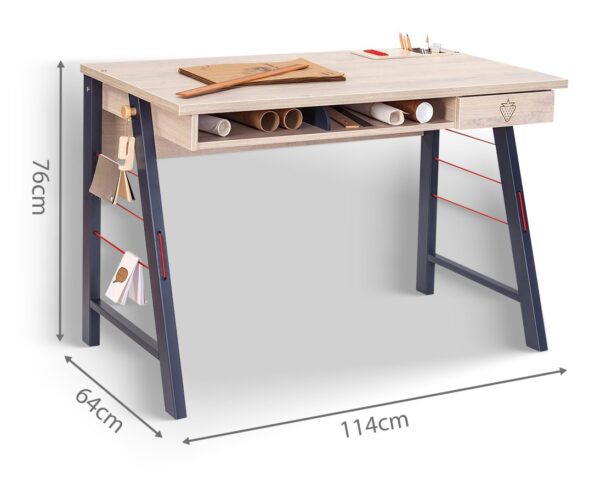 Pisalna miza Trio 114 cm s predalom in polico