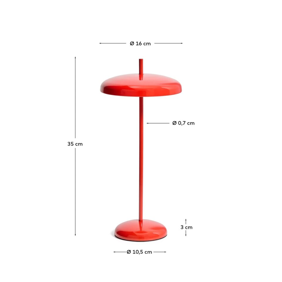 Namizna svetilka Porte, prenosna, aluminij, na baterijo, višina 35 cm