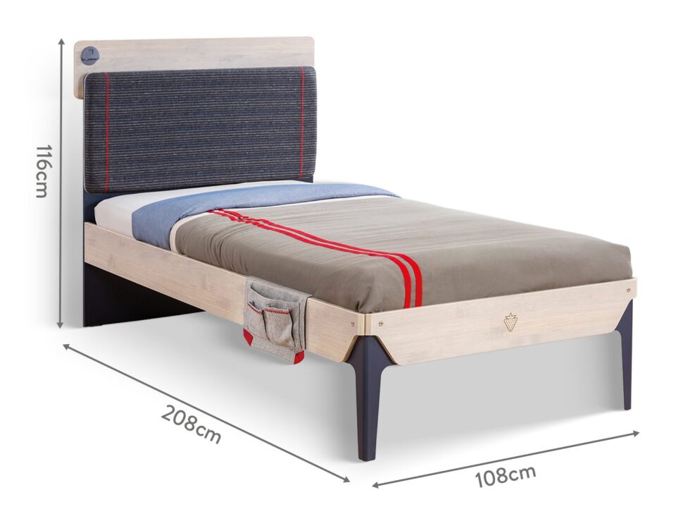 Postelja Trio 100 x 200 cm z oblazinjenim vzglavjem in žepom