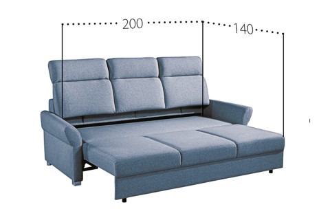 Raztegljiv trosed Plato, razprt v ležišče 200 x 140 cm