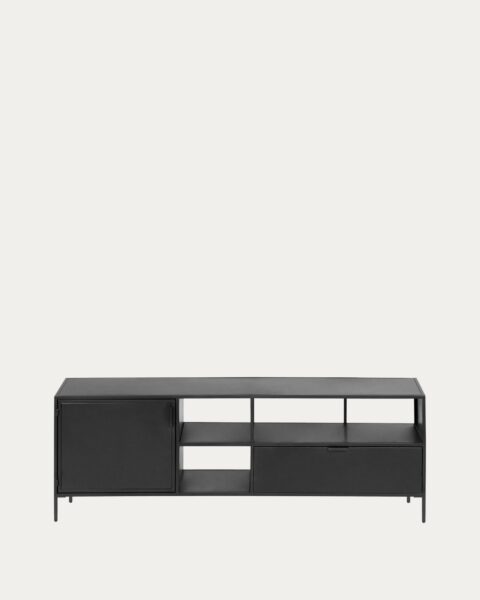 TV ormarić Shantay, crni čelik, vrata i ladica, 150 x 35 x 50 cm