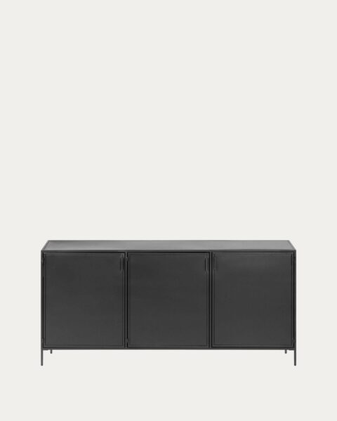 Metalna komoda Shantay s 3 vrata, crni čelik, 160 x 35 x 72 cm