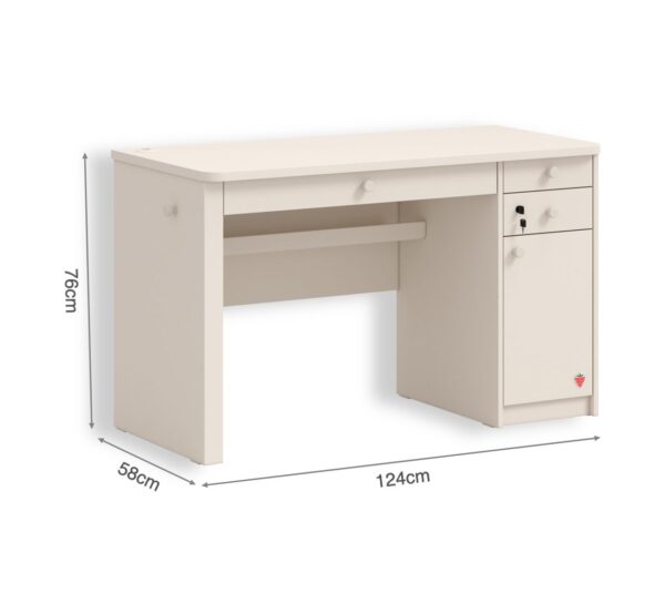 Široka pisalna miza Varia Cream, 124 x 76 x 58 cm