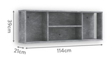Stenska polica Space Gray 114 x 39 x 21 cm, izrez na belem