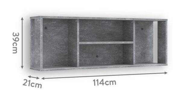 Stenska polica Space Gray 114 x 39 x 21 cm, izrez na belem