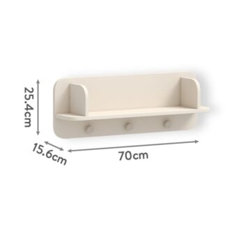 Stenska polica Varia Cream s kavlji, 70 x 25,4 x 15,6 cm