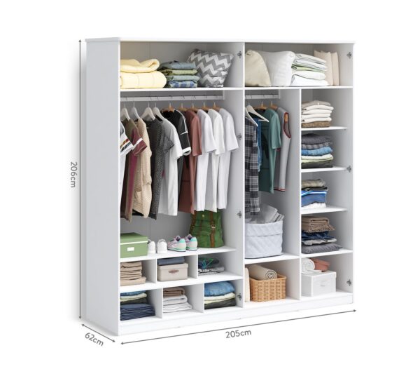 Garderobni ormar Varia White s četvera vrata, dimenzije 205 x 206 x 62 cm