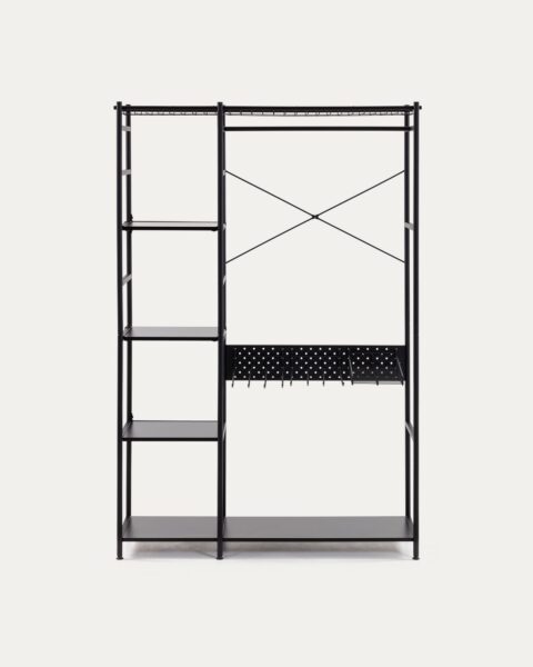 Otvoreni garderobni ormar Storn, crni čelik, 120 x 45 x 182 cm