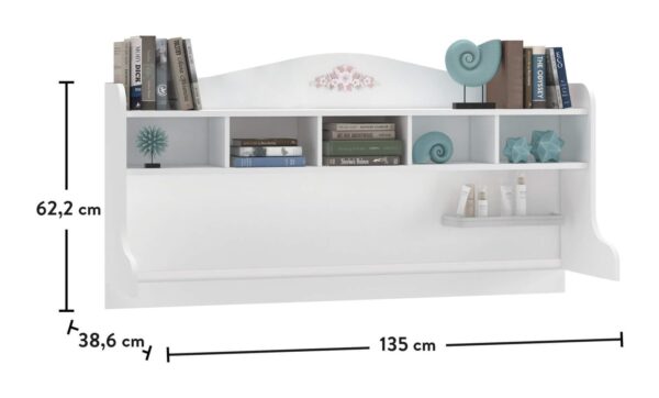 Studijska jedinica Rustic White, dimenzije 135 x 62 x 39 cm