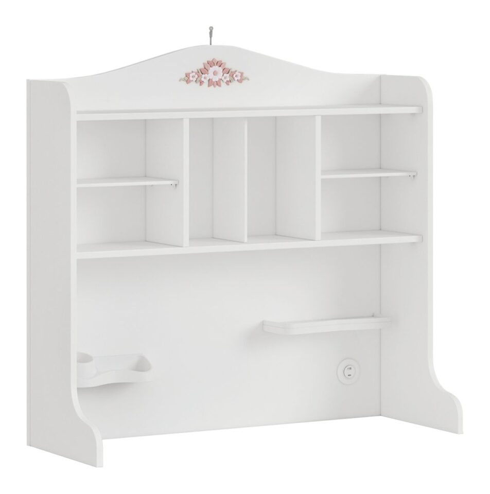 Študijska enota Rustic White za manjšo pisalno mizo