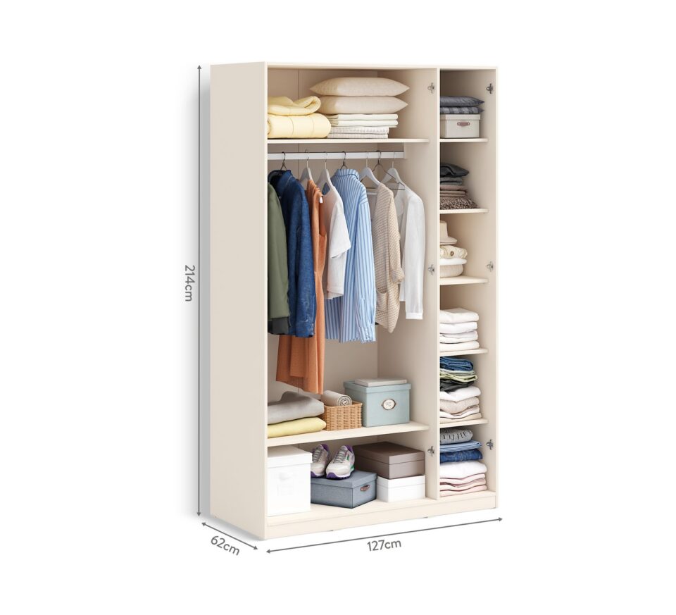 Trodelna garderobna omara Varia Cream, 127 x 214 x 62 cm