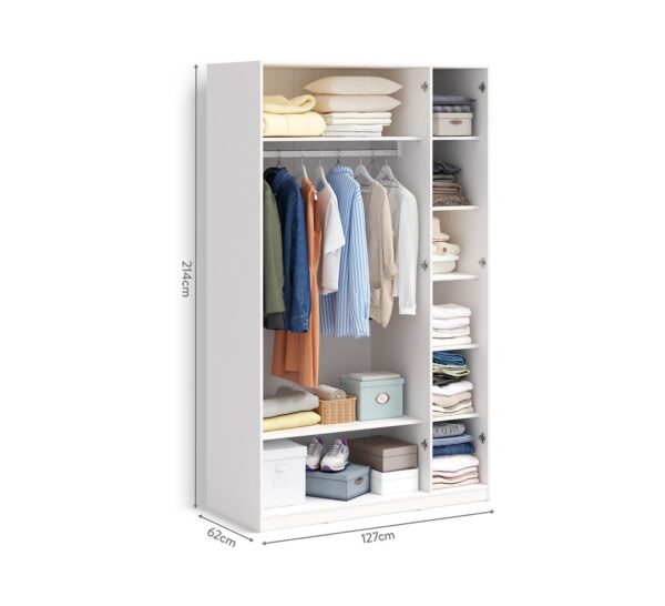 Trodijelni garderobni ormar Varia White, dimenzije 127 x 214 x 62 cm
