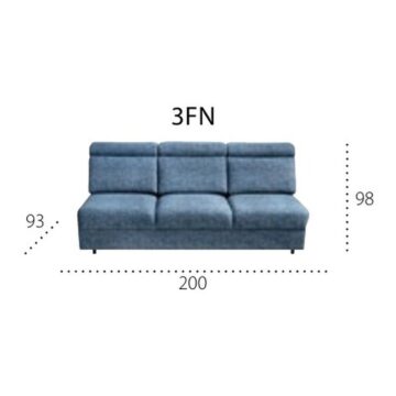 Modul York 3FN: trosed brez stranic z ležiščem, 200 cm