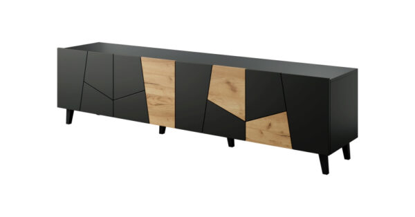 TV omarica Etna, črna in hrast craft