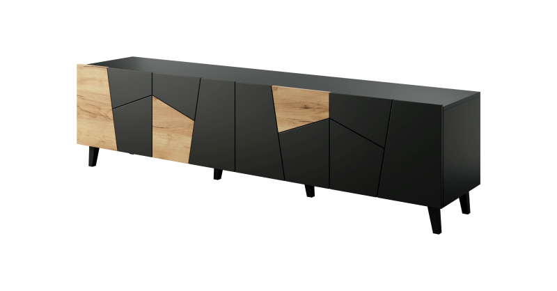 TV omarica Etna, črna in hrast craft