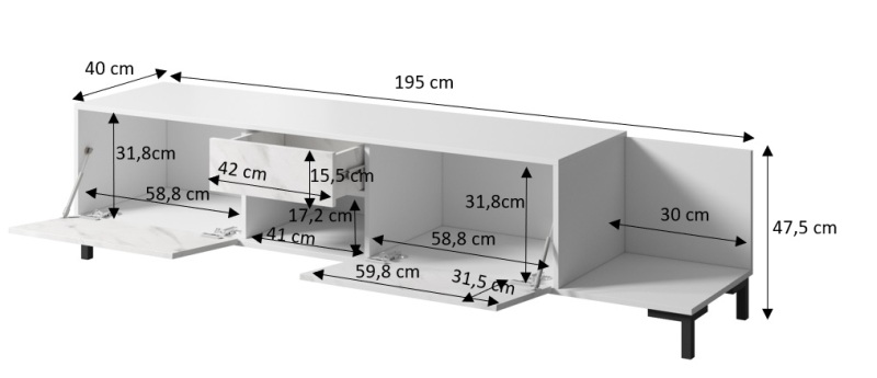TV omarica Marmo 195, beli marmor