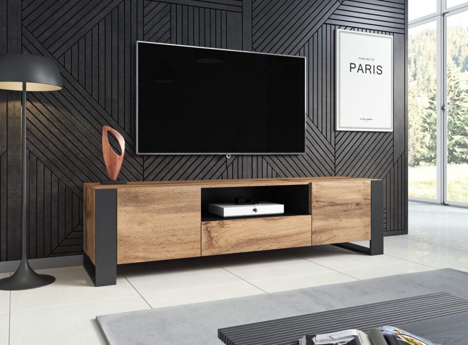 TV omarica Wood, hrast wotan in antracit