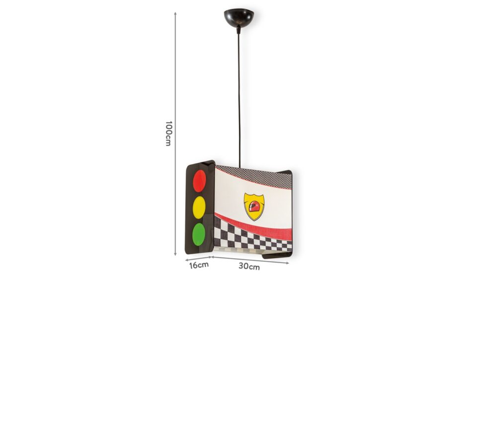 Mere visečega svetila Traffic Light: višina 100 cm, širina 30 cm, globina 16 cm