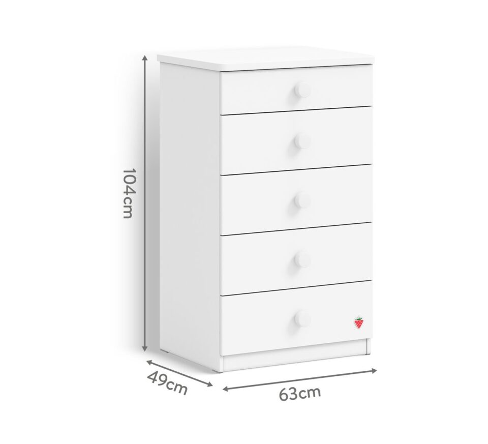Visok predalnik Varia White s petimi predali, 63 x 104 x 49 cm