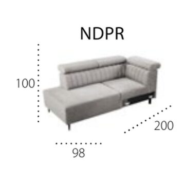 Zaključni kotni modul NDPR, desna izvedba, 98 x 200 cm (na sliki model Kobe, iz katerega modulov se sestavi Inari)